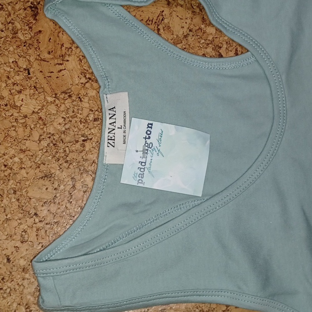 *3 FOR $20 ITEM* Zenana Light Green Racerback Tank Top Women's Size L, NWT